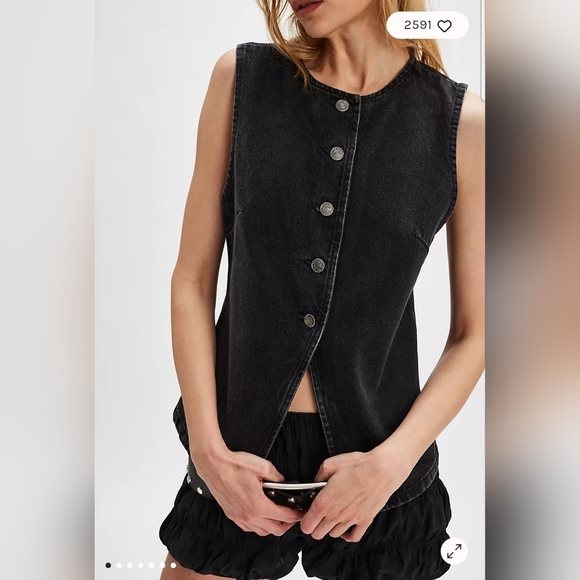 Free People Tops - WE THE FREE Aimee Denim Vest in Black NWT Size S